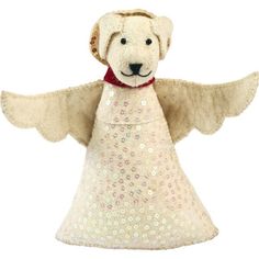 an angel dog stuffed animal on a white background