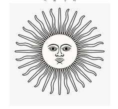 the sun with its face drawn in black and white