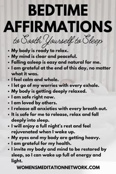 Bedtime Affirmations, Self Care Bullet Journal, Love Affirmations, Manifestation Affirmations, Self Care Activities, Manifestation Quotes