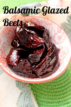 balsamic glazed beets in a red and white bowl