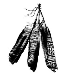 three feathers hanging from a string in black and white art print