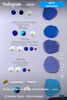 the different shades of blue and white are shown in this screenshote screen shot