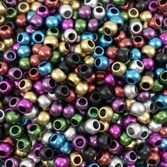 400 Matte Metallic Acrylic Hair Beads 10mm with 4.8mm Large Hole Plastic Knitting, Beading Necklaces, Metallic Christmas, Large Hole Beads, Matte Metallic, Macrame Bracelet, Metallic Pink, Beading Projects, Hair Beads