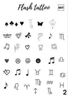 the flash tattoo has many different symbols