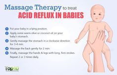 a baby with the words massage therapy to treat acid reflex in babies on it's chest