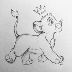 a drawing of a lion with a crown on top of it's head, running