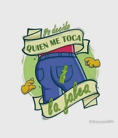 the cartoon character is wearing blue shorts and has a banner that says quen me toca