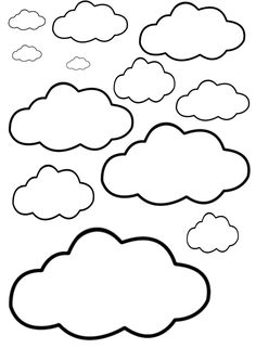 the clouds are drawn in black and white, with one cloud on top of the other