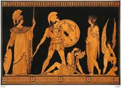 an ancient greek scene with men and women