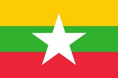 the flag of myanmar with a white star on it's center and red, yellow, green, and orange stripes