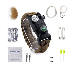 Multifunctional Survival Bracelets - Perfect adjustable survival bracelet with efficient fire starter, reliable compass, loud whistle, LED lights can switch lighting, strobe, SOS distress signal mode. *** Find out more about the great product at the image link. (As an Amazon Associate I earn from qualifying purchases) Survival Watch, Fire Gear, Paracord Watch, Personalized Matches, Fishing Kit, Paracord Survival, Camping Tools