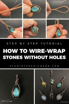 how to wire - wrap stone pendants without holes with step by step instructions for beginners