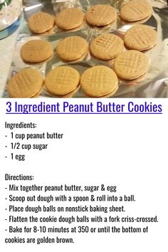 the ingredients for peanut butter cookies are shown