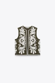 CHALECO BORDADOS CONTRASTE - Khaki | ZARA España Zara Summer 2023, Vintage Floral Embroidery, Vest Style Women, Turtle Neck Men, Vest And Pants, Backless Dress Summer, Khaki Colour, Zara Summer, Couples Sweaters