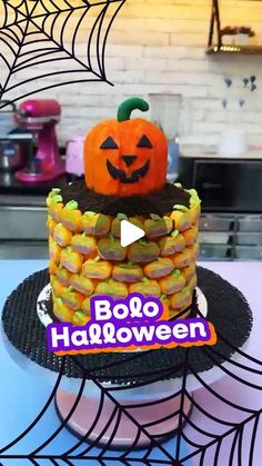 a halloween cake with jack - o'- lanterns on top