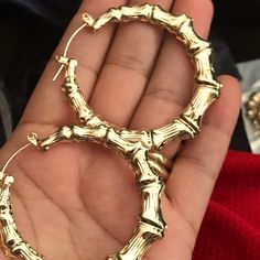 Sexy Big Bamboo Hoops. Yellow Gold Plated. 2" Size. Accessories Gold Aesthetic, Gold 90s Jewelry, 90s Gold Jewelry Aesthetic Black Women, Gold Jewelry Y2k, Big Jewelry Aesthetic, Gold Jewelry Latina, Goth Gold Jewelry, 90’s Jewelry, 90s Gold Jewelry