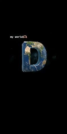 the letter d is made up of an image of the earth and it's name