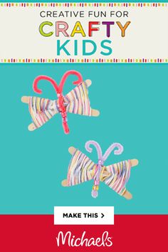 the crafty kids's magazine features two paper butterflies and one is made out of yarn