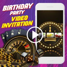 an image of a birthday party with casino chips and dices on the phone screen