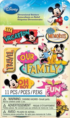 PRICES MAY VARY. Create fun designs for photo albums, scrapbooks and so much more with these disney mickey family dimensional stickers. Feature mickey mouse, minnie mouse, pluto and vacation labels. Includes 11 -piece Disney Stores, Nemo Disney, Disney Babies, Scrapbook Disney, Babies Stuff, Cars Disney, Sticker Machine, Names Baby, Disney Nursery