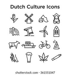 dutch culture icons in black and white