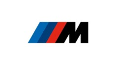 the bmw m logo is shown in black, red, and blue on a white background