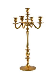 a golden candelabra with five candles on it