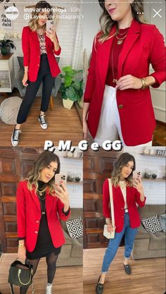 Outfits Saco Rojo, Outfit Saco Rojo, Red Blazer Outfit Casual, Red Blazer Outfit For Work, Red Vest Outfit, Blazer Outfit