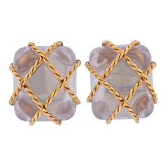 Seaman Schepps Crystal Gold Large Cage Earrings - Oak Gem Seaman Schepps, 2024 Jewelry, Formal Jewelry, 18k Gold Earrings, Shell Jewelry, Turquoise Earrings, Vintage Watches, Vintage Earrings, Crystal Earrings