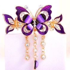 New Purple Butterfly Hair Accessory Butterfly Hair Accessories, Alligator Hair Clip, Butterfly Decor, Purple Collar, Clip Hairstyles, Butterfly Hair Clip, Black Headband, Hair Claws, Decor Fashion