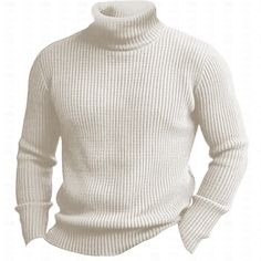 Season:Winter,Fall; Fabric:Acrylic; Sleeve Length:Long Sleeve; Look After Me:Wet and Dry Cleaning,Washable; Gender:Men's; Style:Keep Warm,Modern Contemporary; Elasticity:Stretchy; Occasion:Weekend,Going out,Daily Wear; Sweaters Type:Knit Sweater,Turtleneck Sweater,Pullover Sweater Jumper; Top Length:Regular; Fit Type:Regular Fit; Pattern:Plain; Design:Basic; Neckline:Turtleneck; Front page:FF; Listing Date:11/15/2023; Production mode:External procurement; Bust:; Length:; Shoulder Width:; Sleeve: Beige Ribbed Turtleneck For Winter, Cream Ribbed Turtleneck For Winter, Ribbed Acrylic Sweater, Beige Ribbed Knit Turtleneck, White Winter Polo Sweater With Ribbed Collar, White Polo Sweater With Ribbed Collar For Winter, White Winter Sweater With Ribbed Collar, White Ribbed Collar Polo Sweater For Winter, White Ribbed Collar Winter Sweater