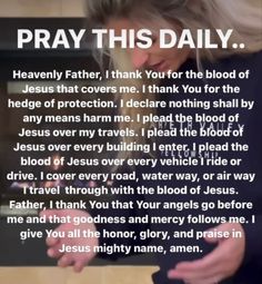 a woman is holding her hands out in front of an image with the words pray this daily