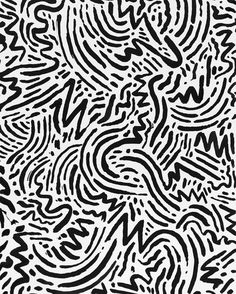 an abstract black and white pattern with wavy lines on the bottom half of the image