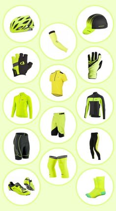 the different types of cycling clothing are shown