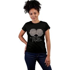 This t-shirt features a beautiful black girl sporting two afro puffs with the phrase Black Lives Matter. Designed in all crystal (AB) rhinestones which makes the stones have a colorful iridescent shine. Prices start at $24.99 split Misses Feminine fit- Sizes S to XL-Runs true to size Plus Size T-shirts-Sizes 1X to 4X run true to size Junior Fit Sizes available upon request Shirts are handmade to order If in doubt, please review our size guide above. 👉Turnaround Time is 3-5 business days from or