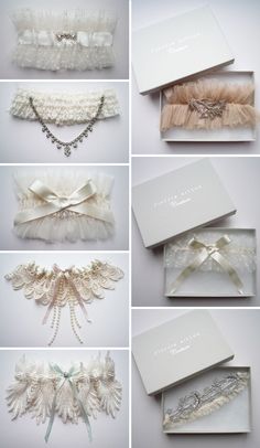 Wow!! These are pretty gorgeous! How fun to do something "old" with vintage laces/jewels Green Tahini, Garters Wedding, Bride Garter, Charlie Brown Jr, Old New Borrowed Blue, Someday My Prince Will Come, Gown Bridal