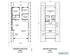 two story house plans with floor plans and measurements