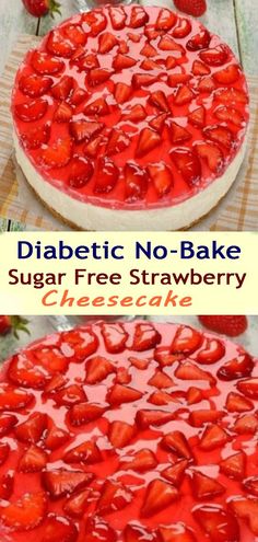 Sugar Free Strawberry Cheesecake, No Bake Strawberry Cheesecake, Keto Cheesecake, Sugar Free Desserts, Idee Pasto Sano, Sugar Free Recipes, Strawberry Cheesecake