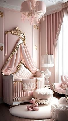 Baby 💕 My little one Royal Princess Nursery, Boho Princess Room, Sleeping Beauty Room, Princess Baby Room, Sleeping Beauty Nursery, Princess Nursery Theme, Princess Nursery Room, Rococo Bedroom, Luxury Baby Nursery