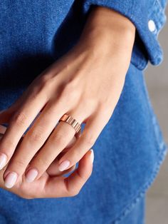 The ridged shape of De Beers' 'RVL' ring makes it perfect for a modern bride. Made from 18-karat rose gold, it has a thick 6.6mm width and features a tiny diamond nestled inside. We also carry the slimmer version, if dainty bands are more your thing. Dainty Band, Rose Gold Diamond Ring, Gold Diamond Ring, Tiny Diamond, Shoe Print, Gold Diamond Rings, Rose Gold Diamonds, Modern Bride, Rose Gold Ring