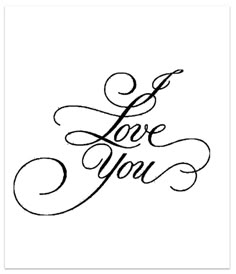 the word love you written in cursive writing on a white paper with black ink