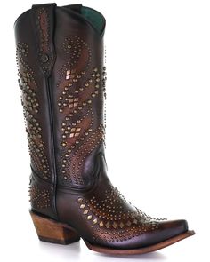 Corral Women's Sequenced Studs Western Boots - Snip Toe, Brown Laredo Women's Scandalous Studded Western Boots, Luxury Western Moto Boots With Reinforced Heel, Luxury Bridle Leather Cowboy Boots With Snip Toe, Luxury Studded Snip Toe Boots, Luxury Cowboy Boots With Stacked Heel And Round Toe, Luxury Snip Toe Cowboy Boots In Bridle Leather, Luxury Cowboy Boots With Round Toe Medium Width, Country Shoes Boot Barn, Luxury Round Toe Cowboy Boots With Heel Pull Tab