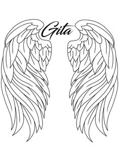 an angel wing with the word gaia on it