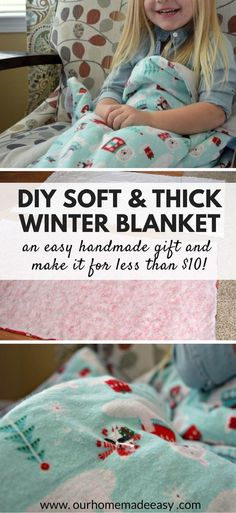 Make this easy warm flannel blanket for kids! It's so soft and you can personalize it easily! Click to see the steps! Cozy Diy, Flannel Blankets, Easy Handmade Gifts, Trendy Sewing, Blanket Diy, Decor Pictures, Winter Blankets, Cadeau Diy