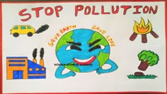 stop air pollution drawing | simple and easy | science drawing academy  @howtofunda   @craftpiller ​ Stop Air Pollution Poster, Pollution Science Project, Pollution Poster Project, Air Pollution Poster Project, Pollution Drawing Ideas, Stop Air Pollution