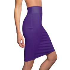 Womens Skirt. This pencil skirt is made of 88% polyester and 12% spandex. This blend gives the garment a four-way stretch which allows the fabric to stretch both width- and length-wise. The garment has a slight tapering along the outer thigh. Pair this skirt with your favorite accessories for a look that is both stylish and trendy. Look good and feel great. This skirt is a perfect addition to any wardrobe collection or to give as a gift. .: Material: 88% polyester, 12% spandex.: Elastic waistban Purple Pencil Skirt, Body Inspired, Polka Dot Pencil Skirt, Skirt Purple, Womens Pencil Skirts, Skirts Online, Professional Look, The Freedom, Formal Occasion