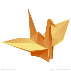 an orange origami bird on a white background