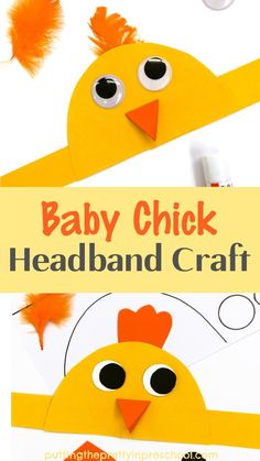 a baby chick headband craft made out of construction paper