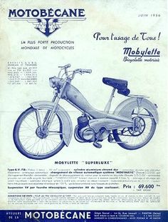 an advertisement for the motobecane motorcycle, with instructions on how to use it