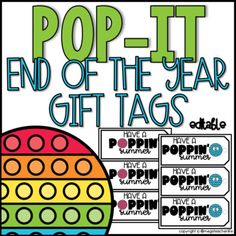 pop - it end of the year gift tags with an easter egg and polka dots